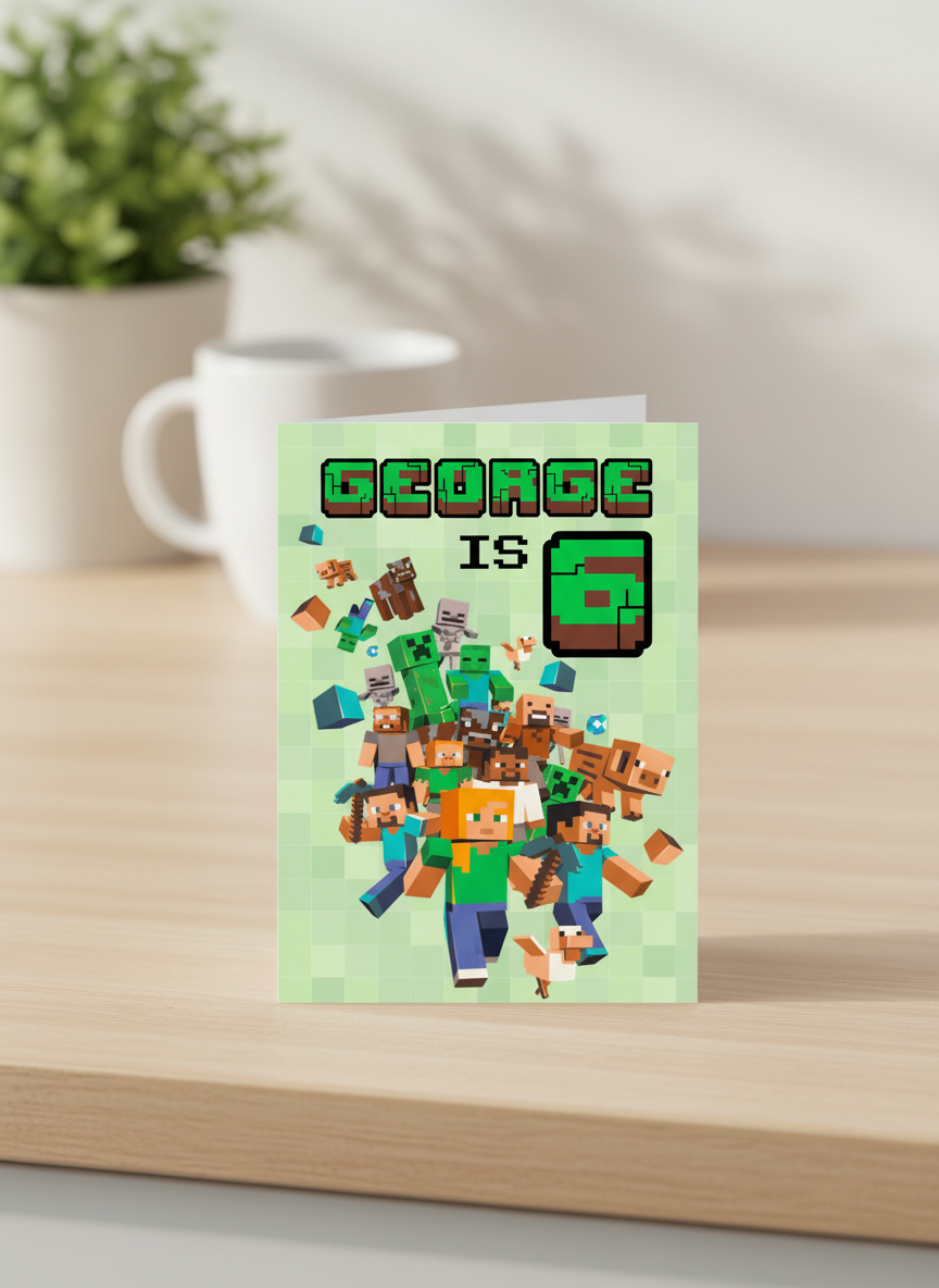 Personalised Minecraft Happy Birthday Card