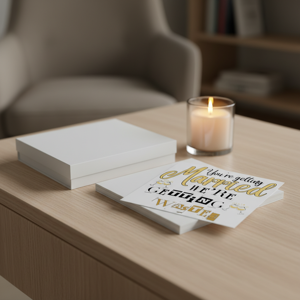 Funny Wedding Card – “You’re Getting Married, We’re Getting Wasted” | Square Card