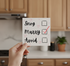 Funny Engagement Card – Snog Marry Avoid (Marry Ticked) | Square Card