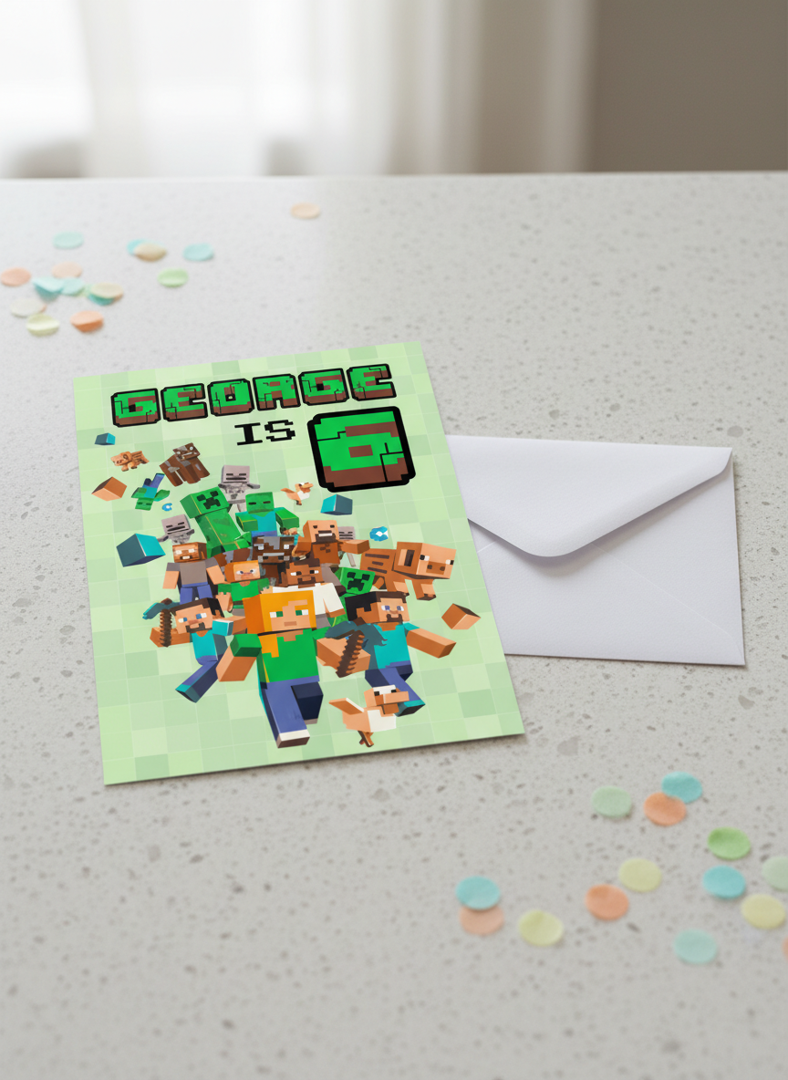 Personalised Minecraft Happy Birthday Card