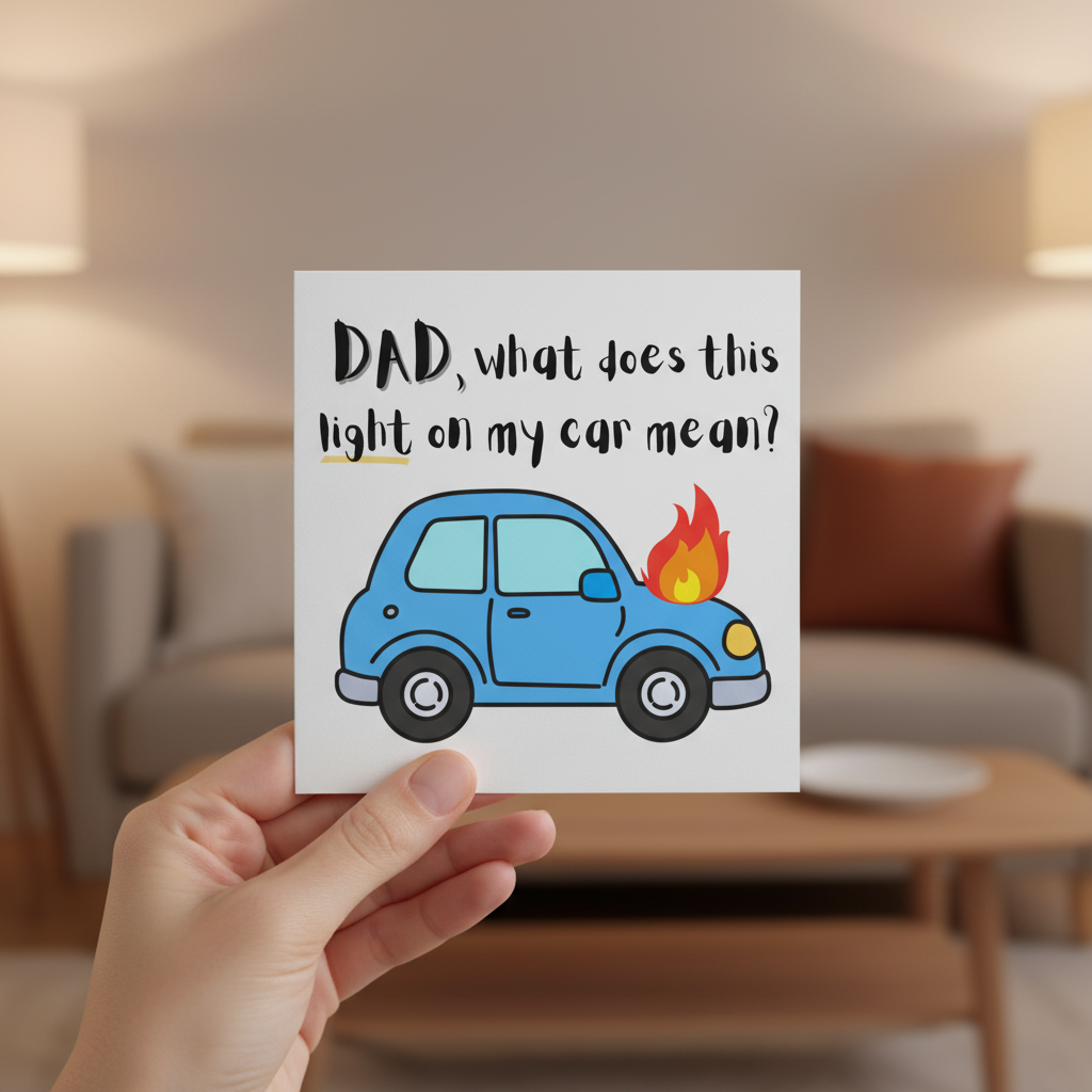 “What Does This Light Mean?” – Car Joke Fathers Day Card