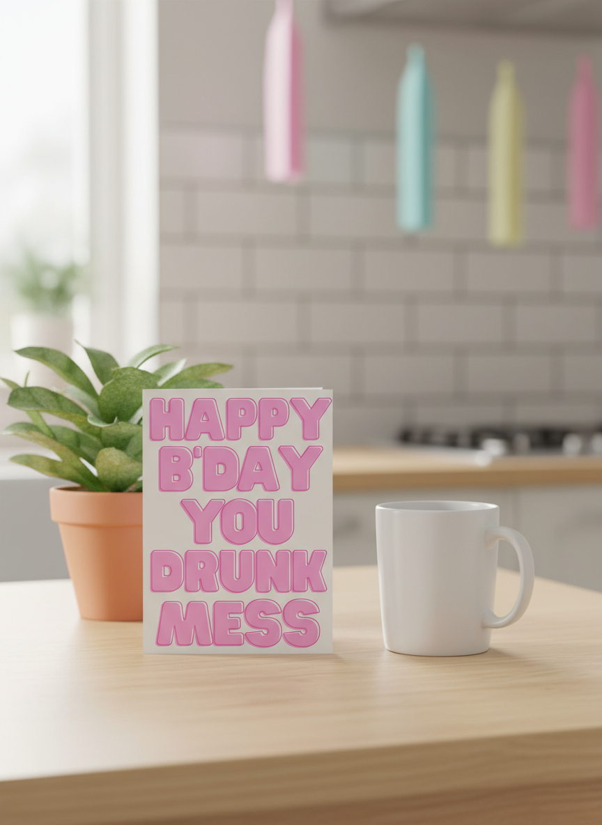 Happy Bday You Drunk Mess Birthday Card
