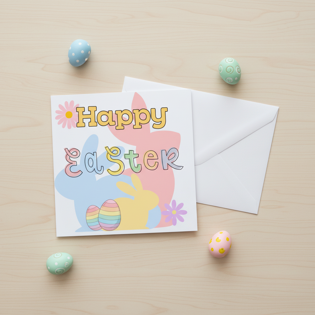 Happy Easter Bunny Card | Cute Easter Egg Card