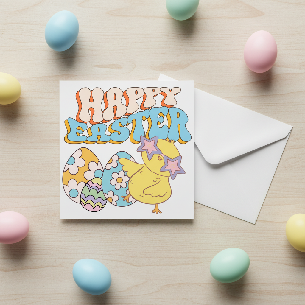 Happy Easter Chick Card | Cute Easter Egg Card