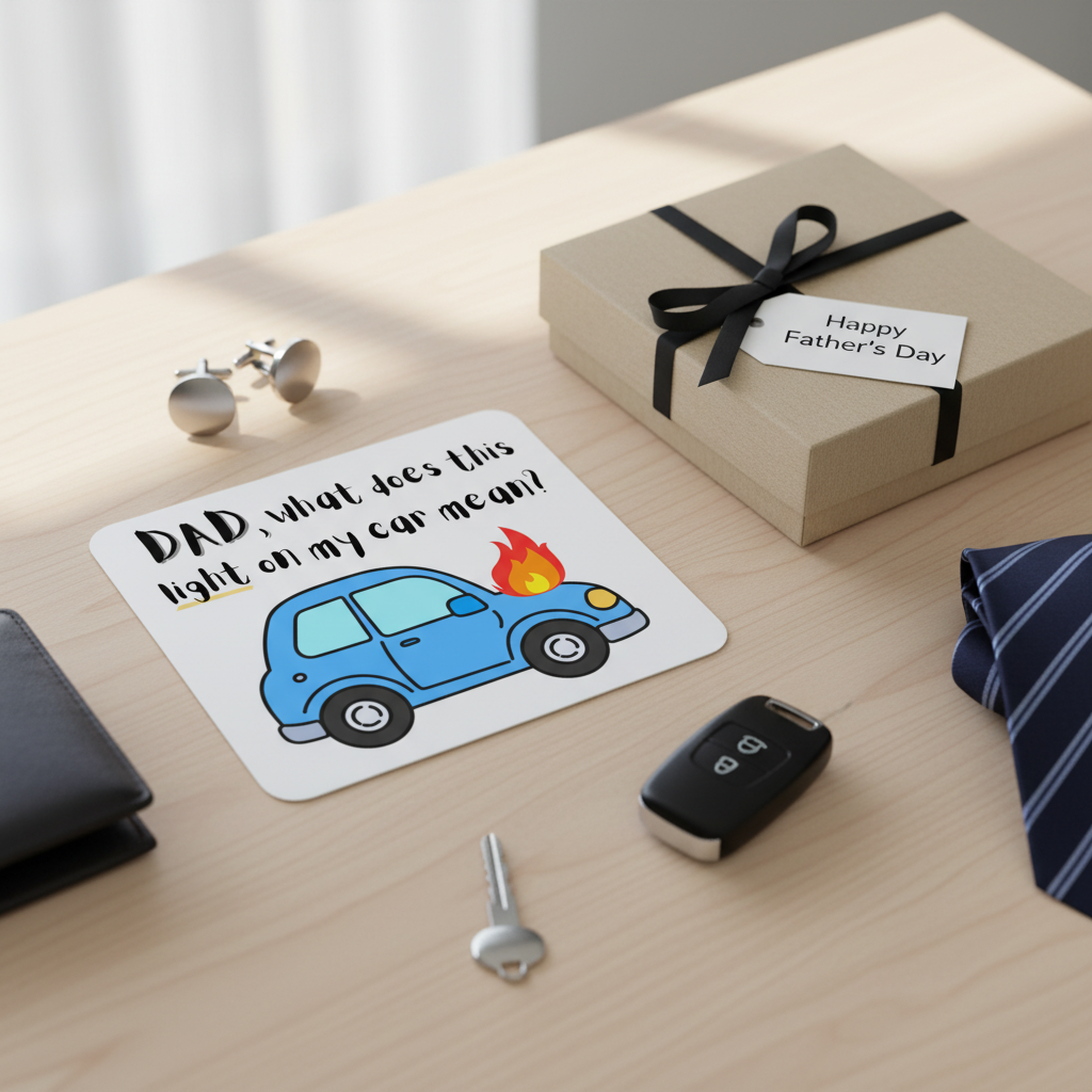 “What Does This Light Mean?” – Car Joke Fathers Day Card