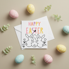 Cute Happy Easter Bunny Card | Easter Greeting Card