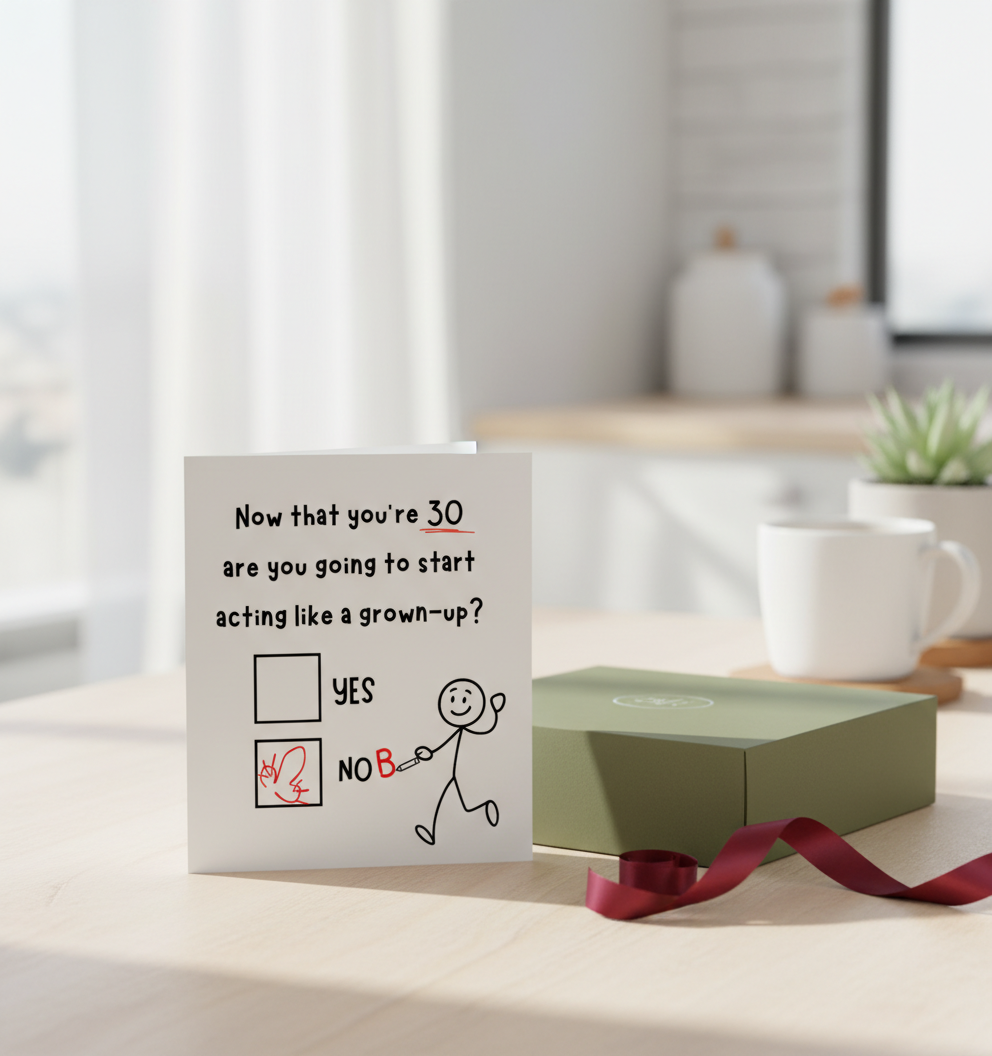Funny 30th Birthday Card – Acting Like a Grown-Up?