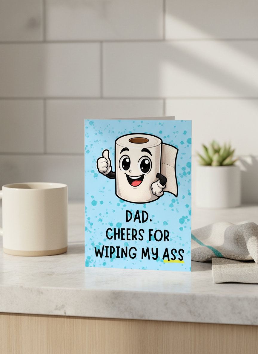 Dad Birthday Card: Cheers for Wiping My Ass - A5 Card