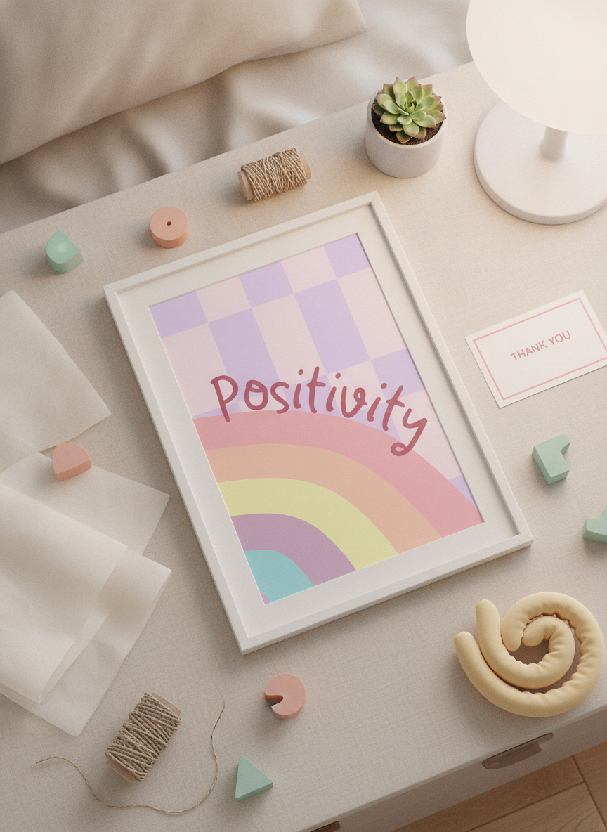 Kids' Pastel Rainbow Positivity A4 Wall Print - Brighten Their Day!
