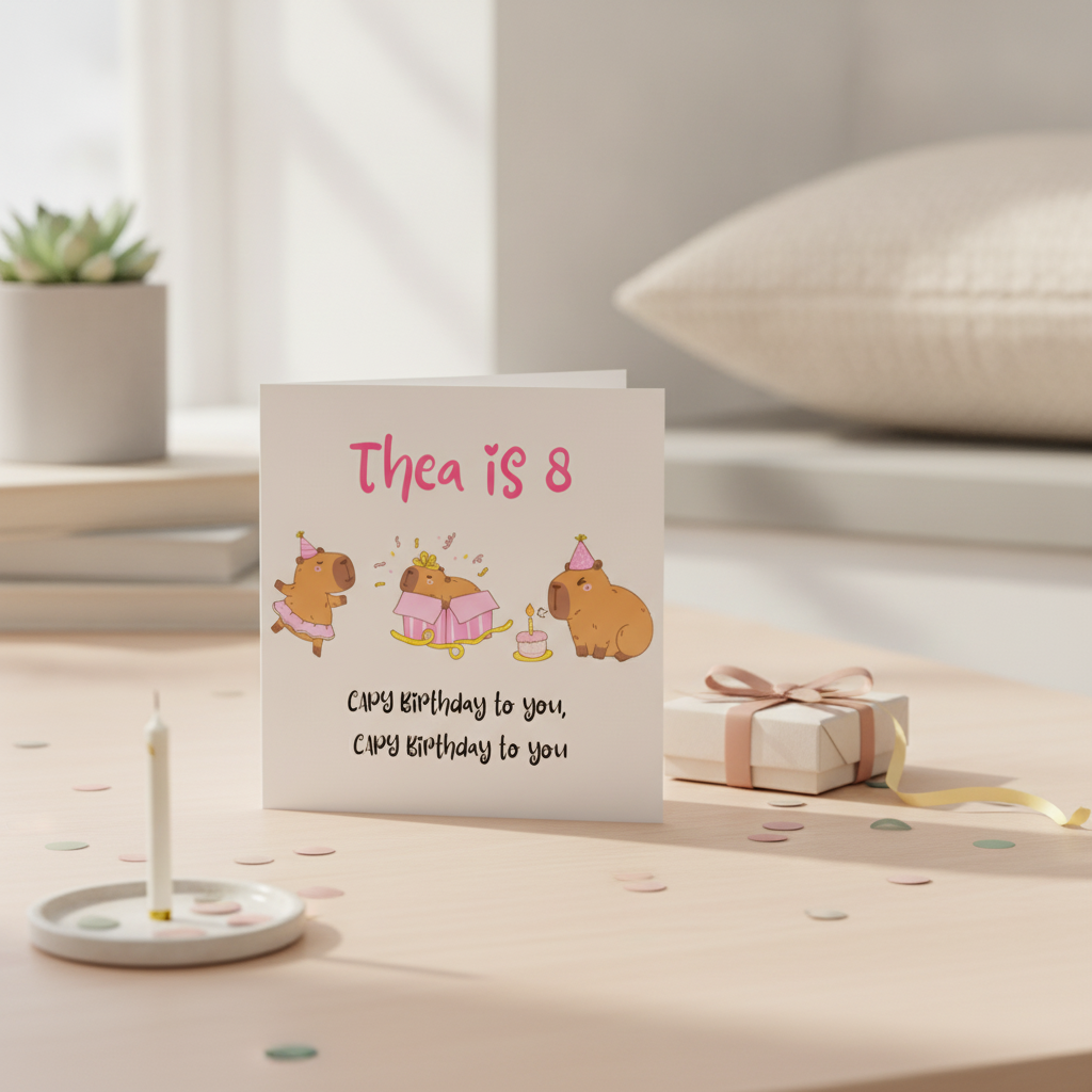 Personalised Capybara Birthday Card with Name & Age, Square