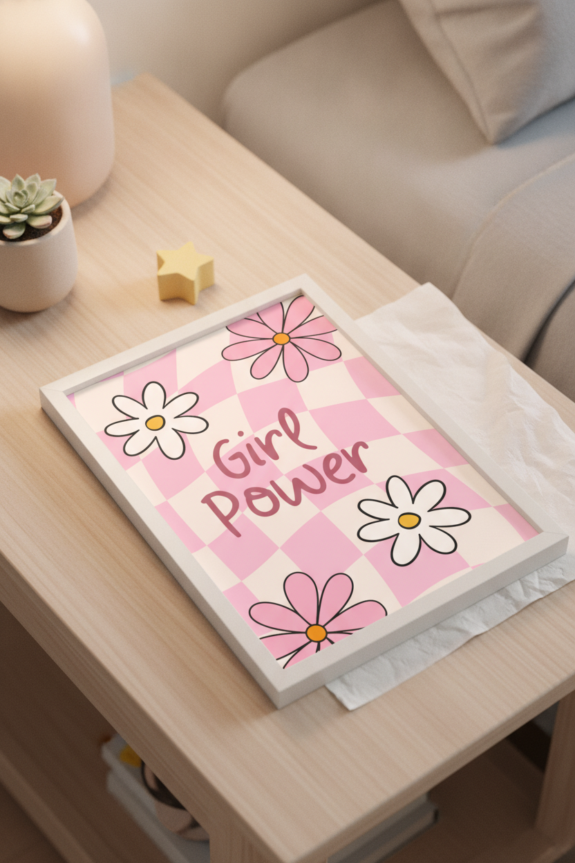 Pino's 'Girl Power' Flower A4 Print – Cheerful Kids' Room Decor