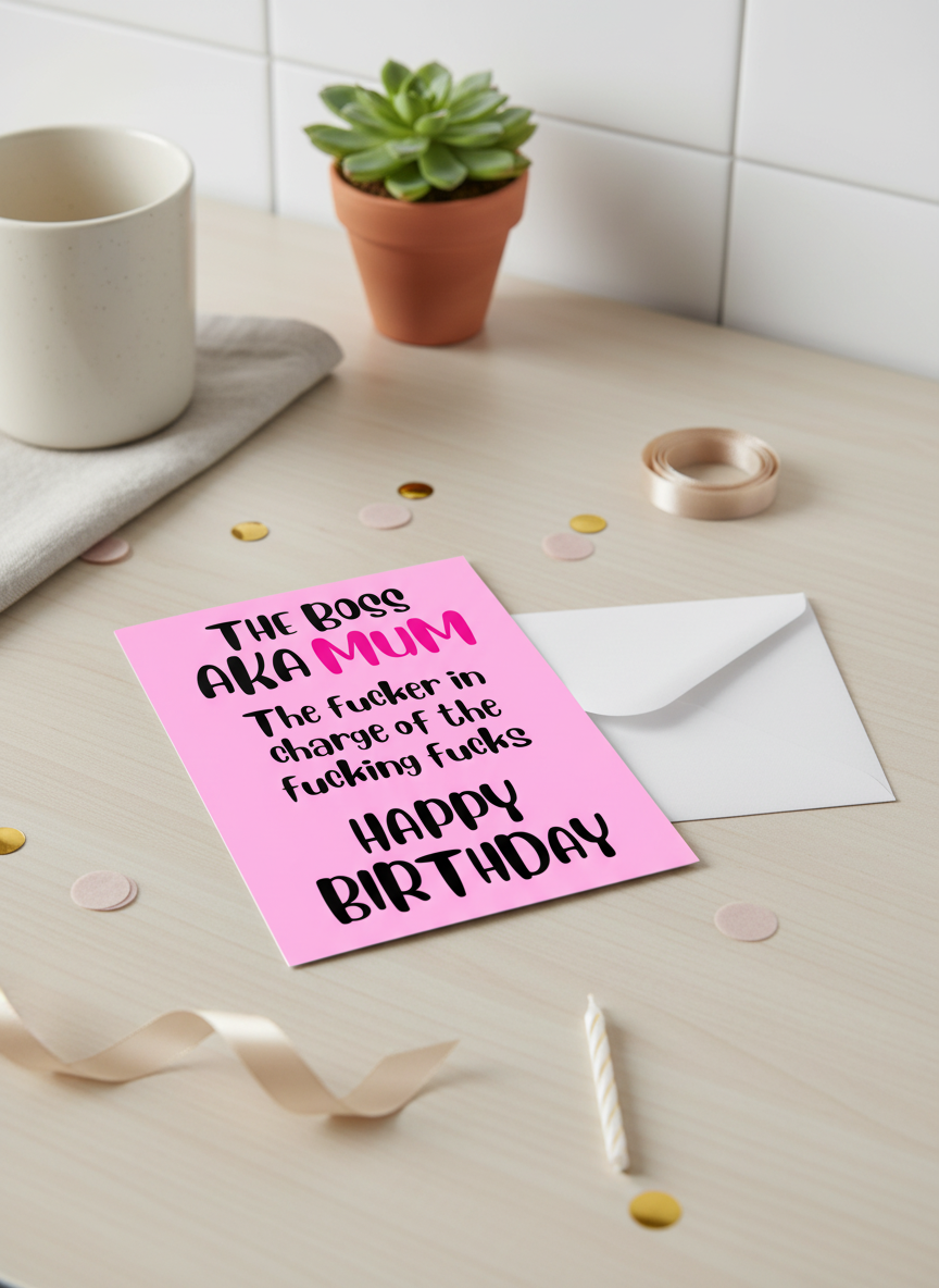 Happy Birthday Card for Mum - The Real Boss, A5 Card by PacaPrints