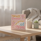 Pastel Star 'Well Done So Proud Of You' Congratulations Square Card