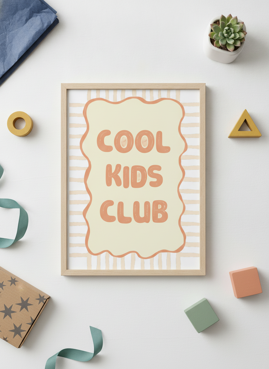 A4 Kids Room Decor Print: Join the Cool Club – Fun Wall Art for Little Legends