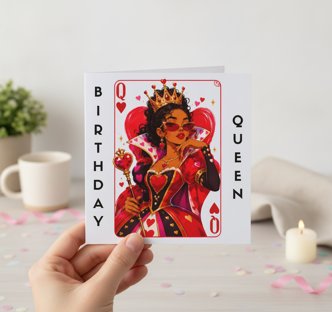 Birthday Queen Card: Crown-Worthy Square Greeting for Her