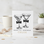 Personalised 21st Birthday Card with Bow Glass Design | Customised for Her