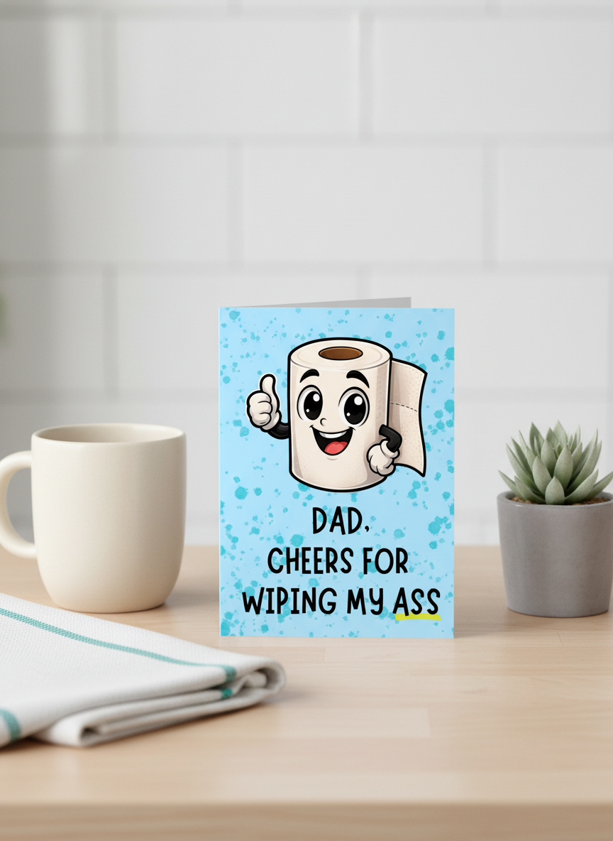 Dad Birthday Card: Cheers for Wiping My Ass - A5 Card