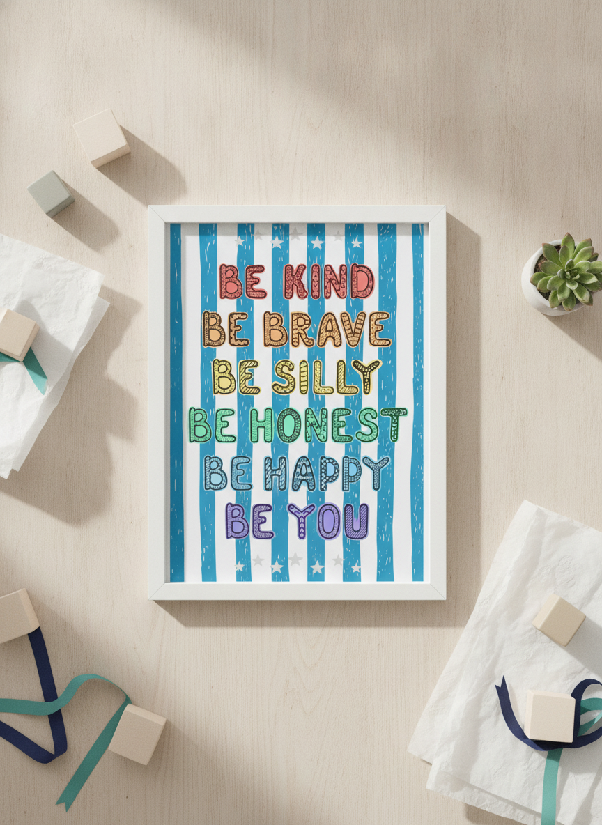 Be Kind, Be Brave, Be You A4 Print for Kids' Rooms & Play Areas