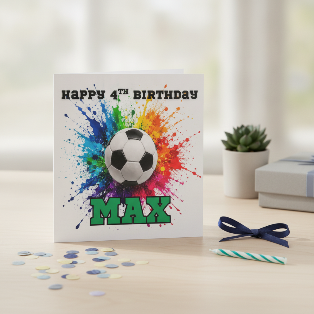Personalised Football Birthday Card – Add Any Name & Number!