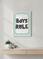 Boys Rule Kids' Room A4 Print - Fun Wall Art for Little Adventurers