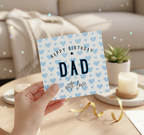 Birthday Card for Dad - 'Dad' with Love Hearts Design (Square)