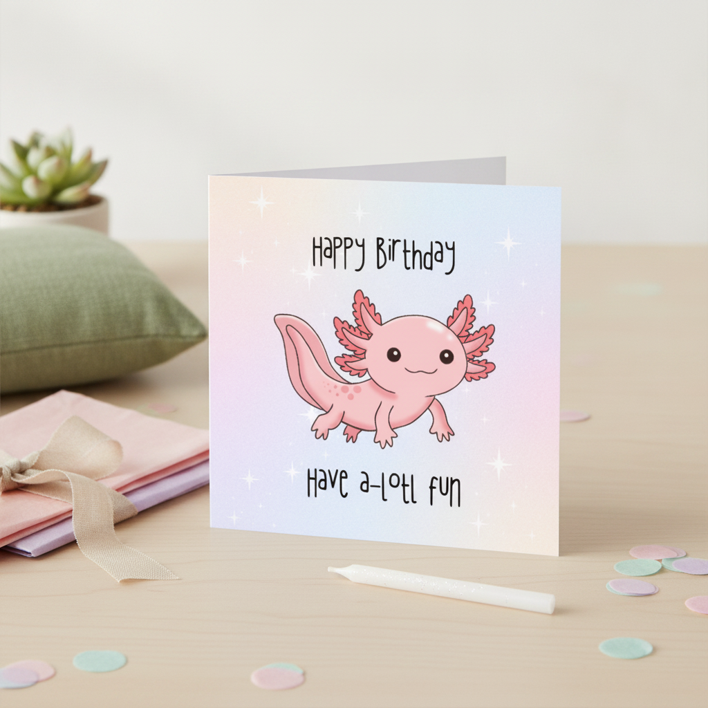 Have a Lotl Fun Axolotl Birthday Card - Square Greeting Card