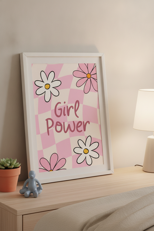 Pino's 'Girl Power' Flower A4 Print – Cheerful Kids' Room Decor