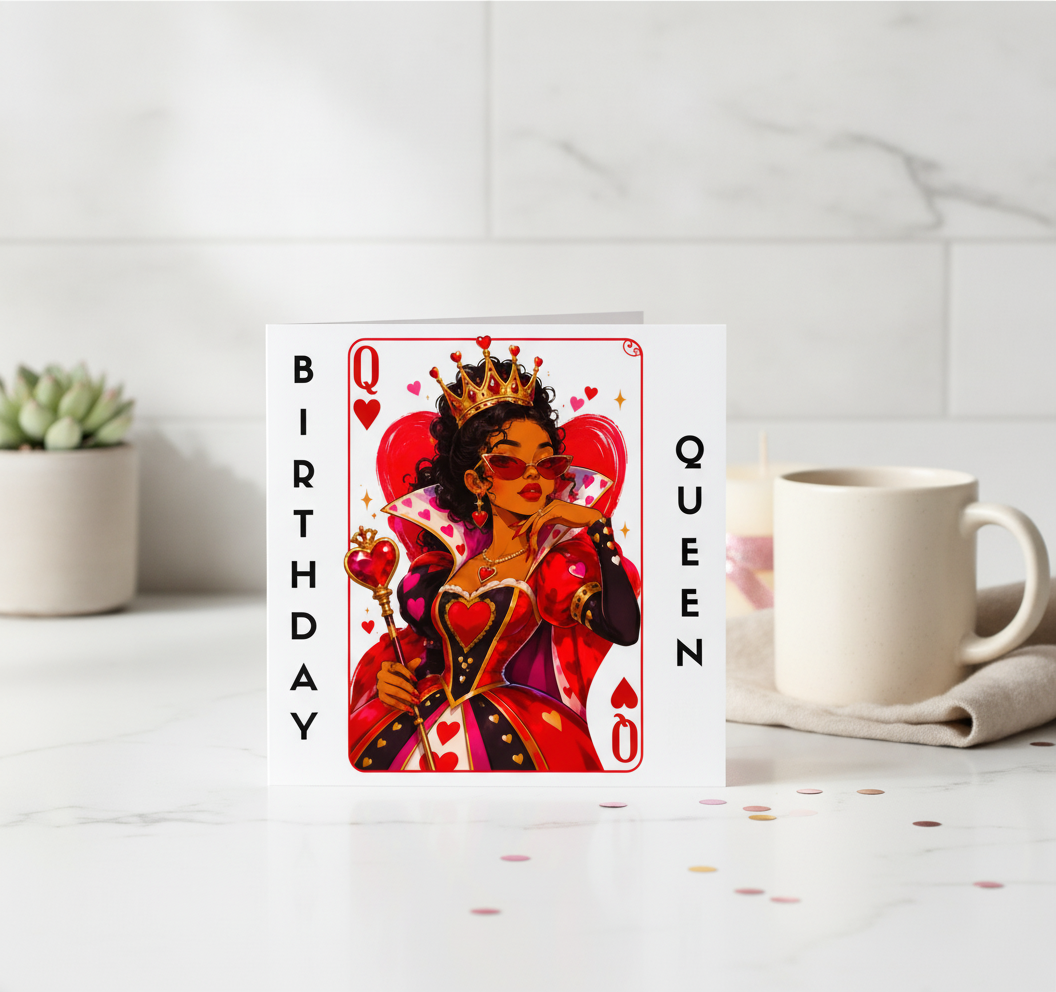 Birthday Queen Card: Crown-Worthy Square Greeting for Her