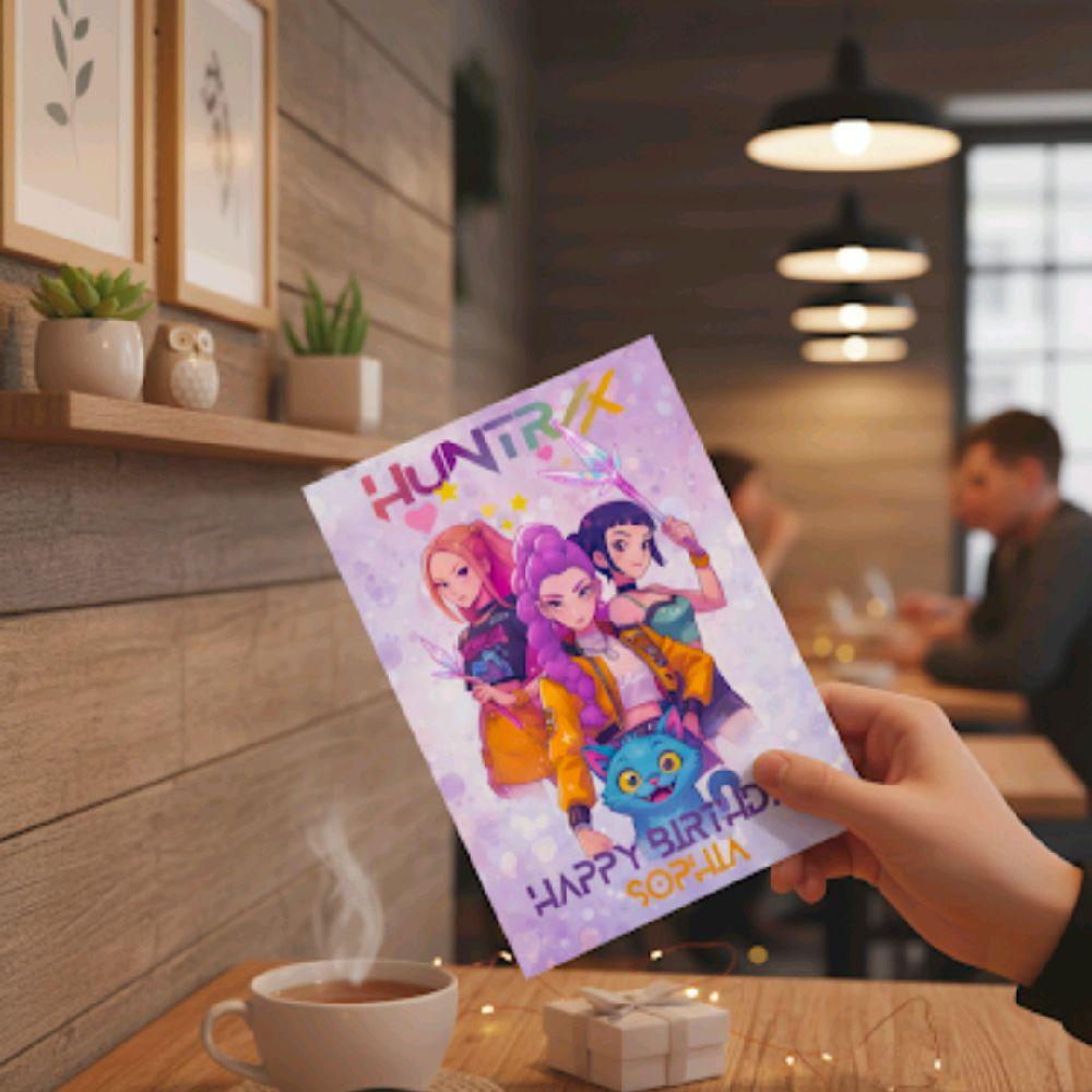 Kids Personalised K-Pop Birthday Card With Derpy A5