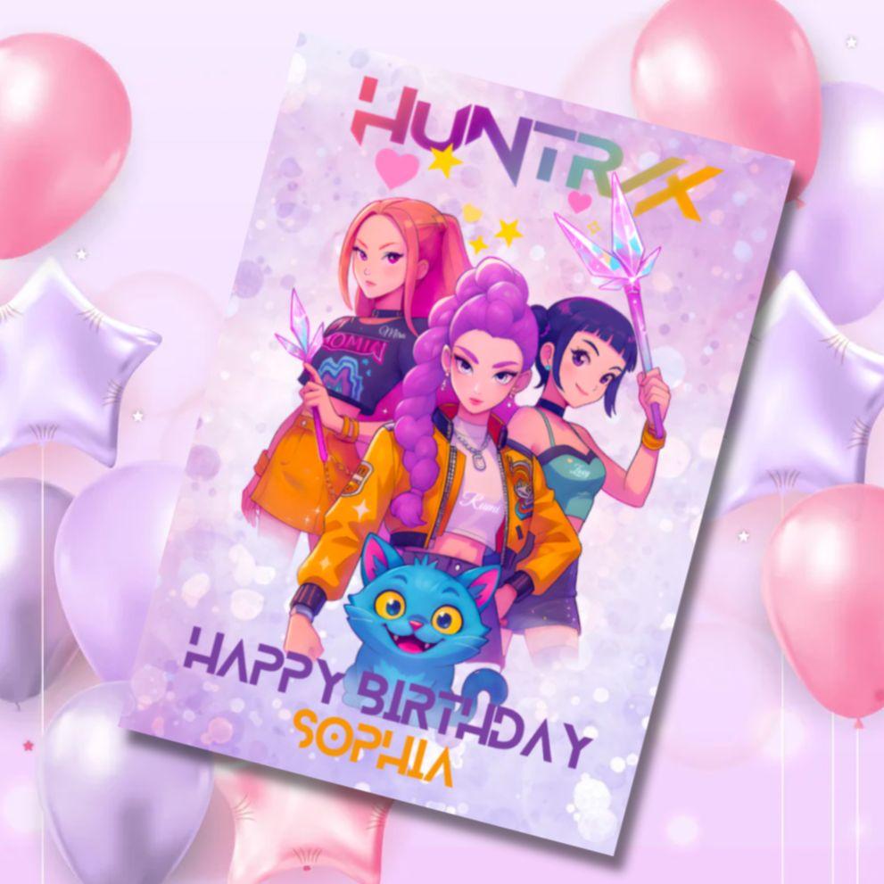 Kids Personalised K-Pop Birthday Card With Derpy A5