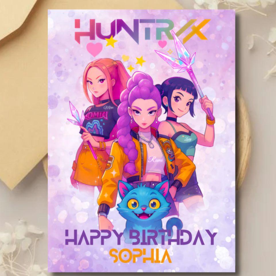 Kids Personalised K-Pop Birthday Card With Derpy A5