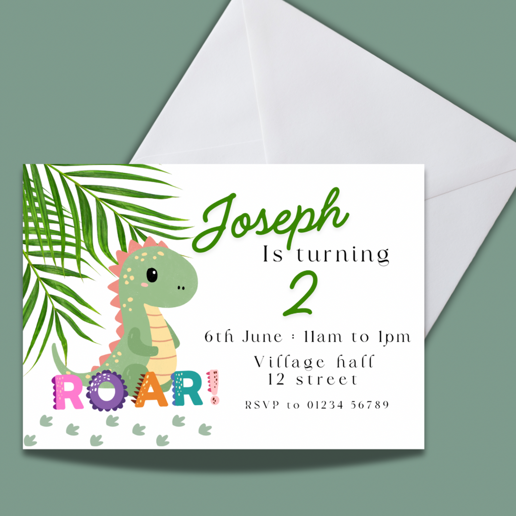 Personalised Dinosaur Childrens Invitations