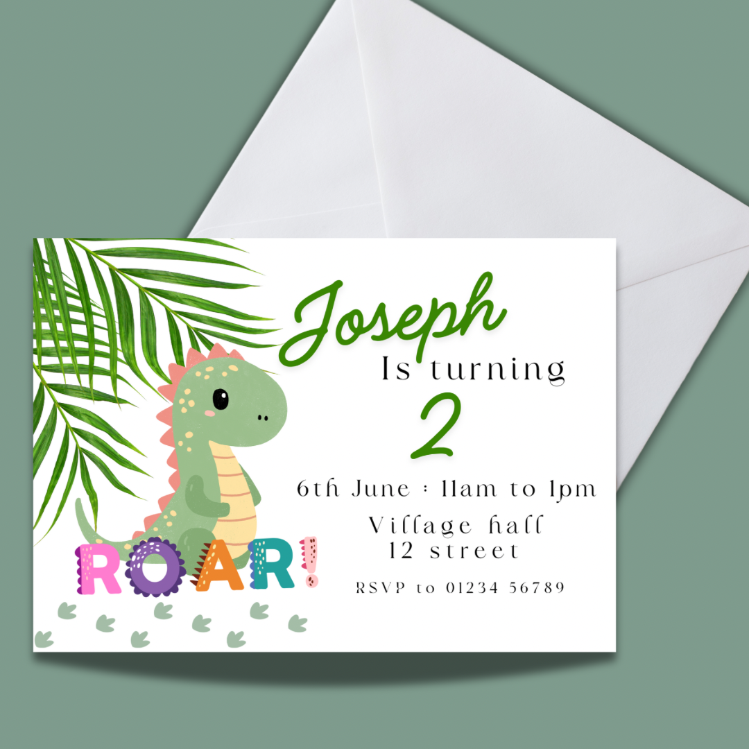 Personalised Dinosaur Childrens Invitations