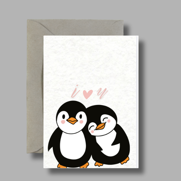 I Love You Penguin Card – Cute Romantic Anniversary or Valentine’s Card