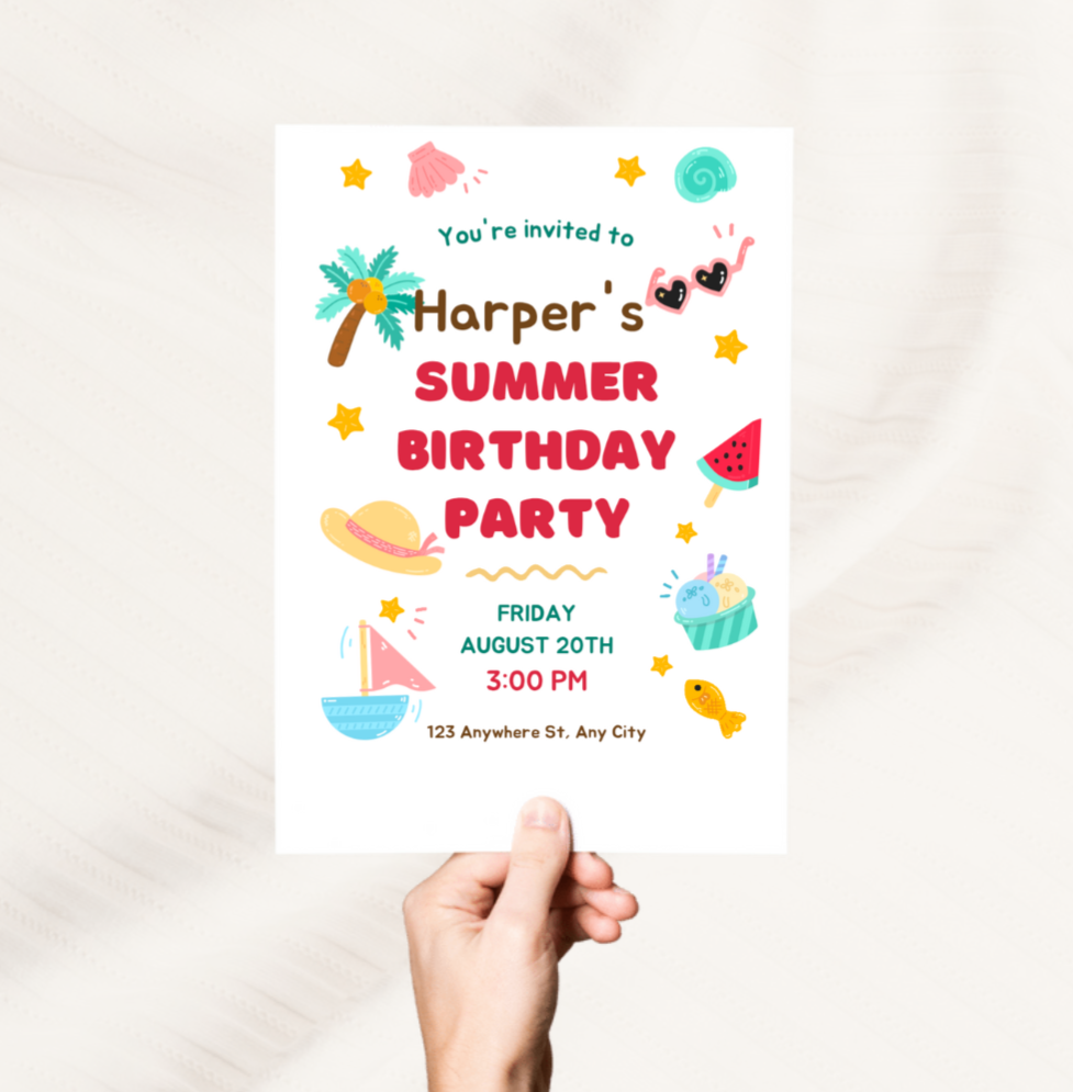 Summer Party Personalised Invitations