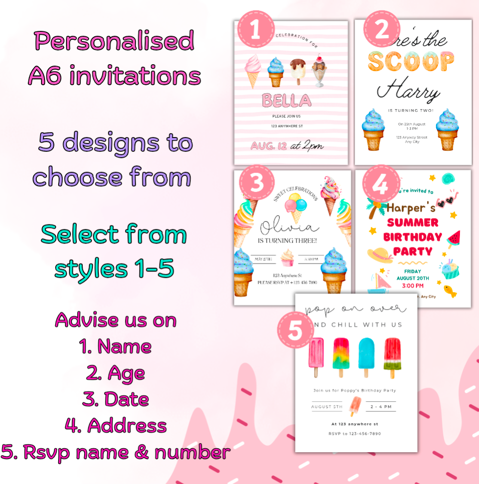 Summer Party Personalised Invitations