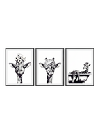 3 Set of Giraffe Bathroom Prints