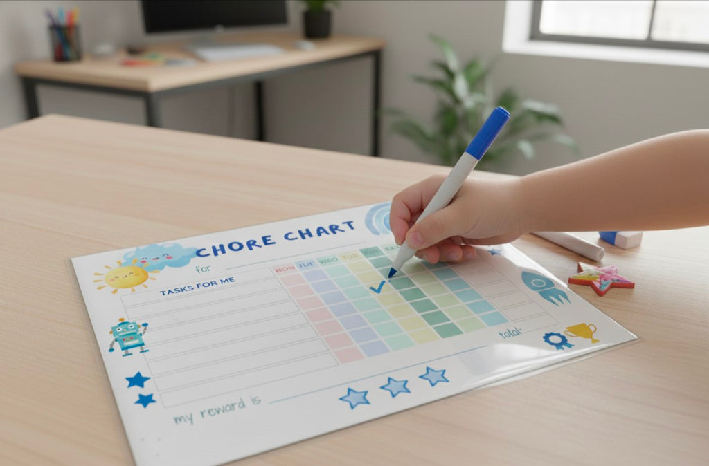 Kids Chore Chart. Laminated With Pen.