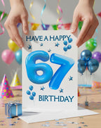 6/7 Birthday Card | Blue Balloon Numbers