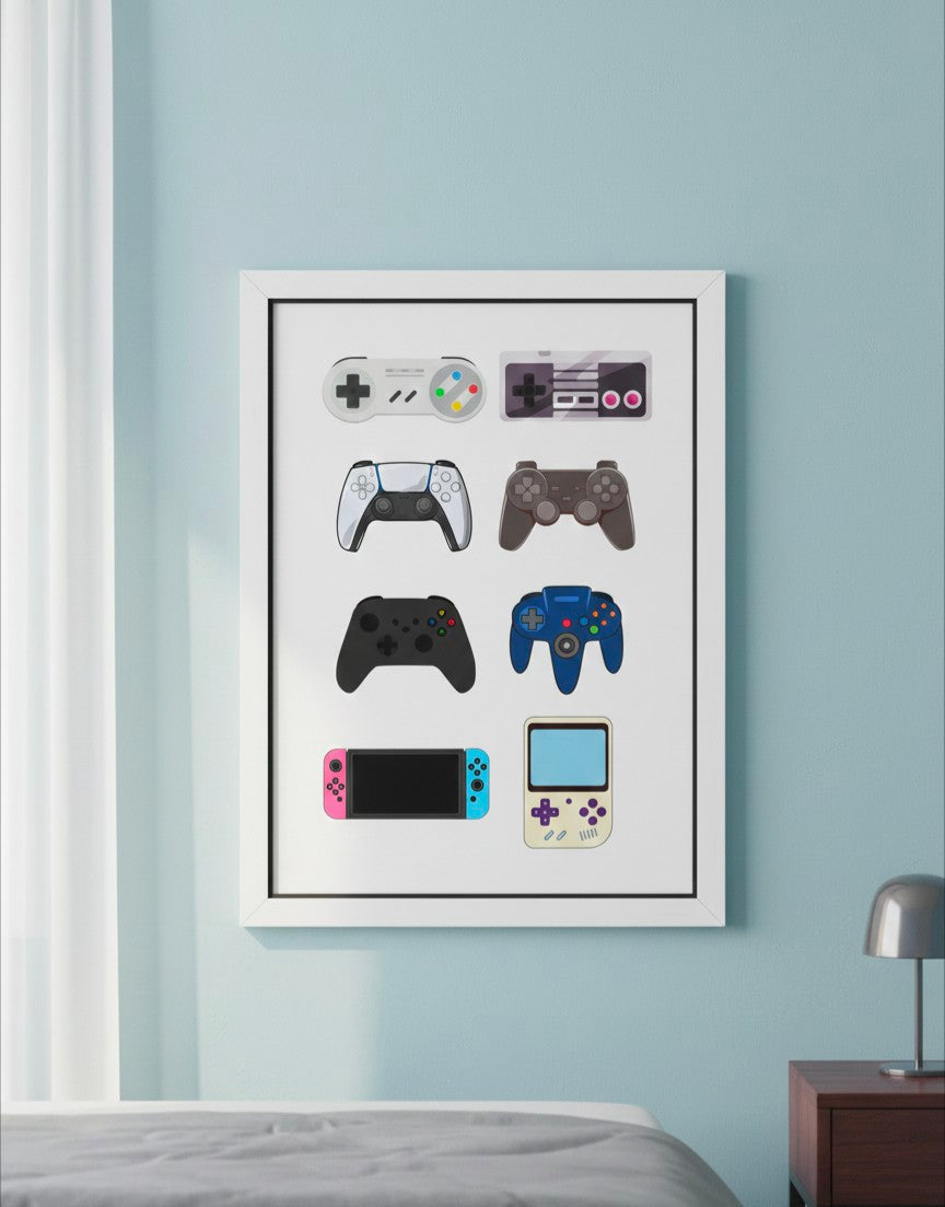 Retro Gaming Controllers Wall Art
