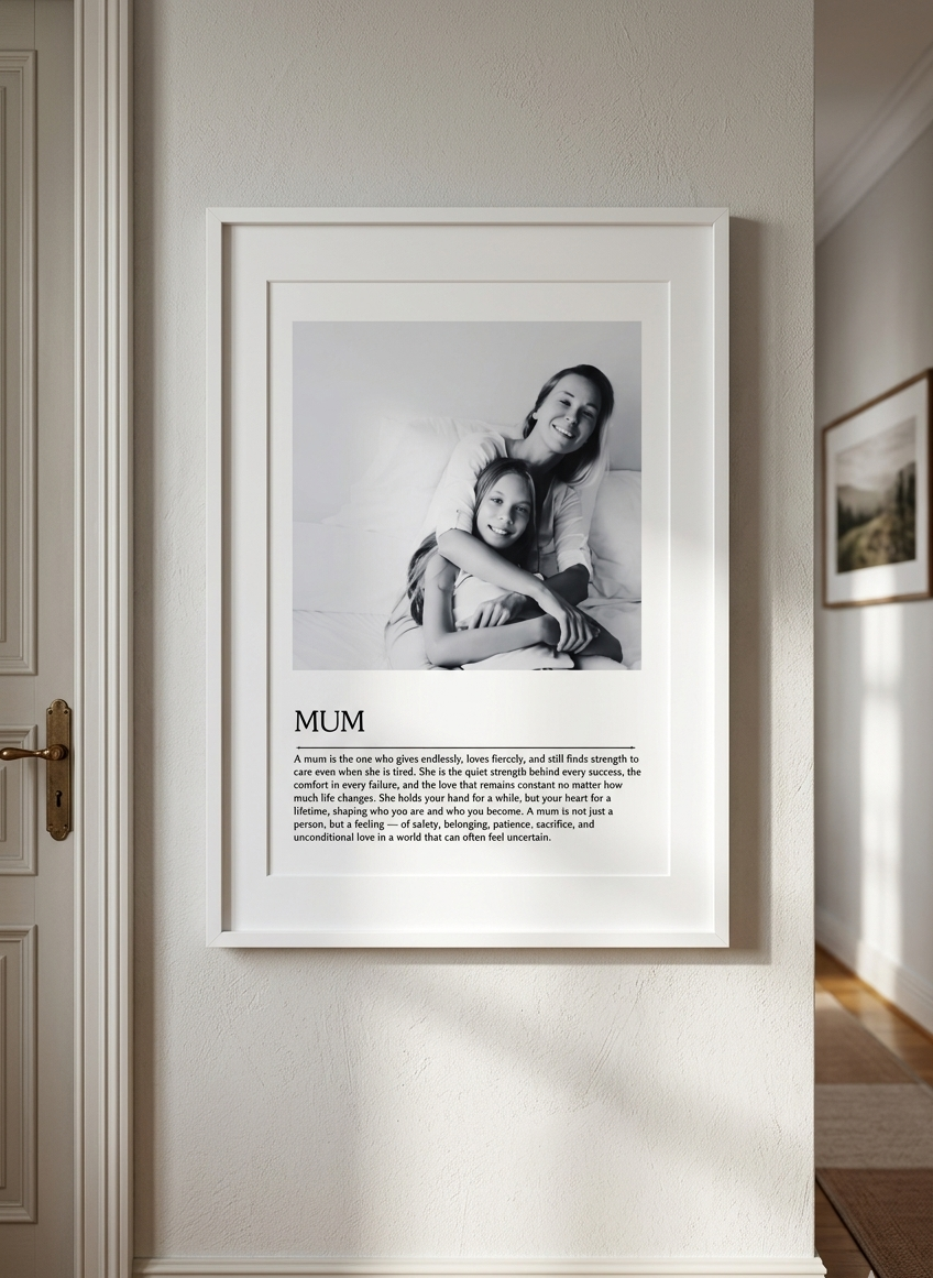 Personalised photo print with words