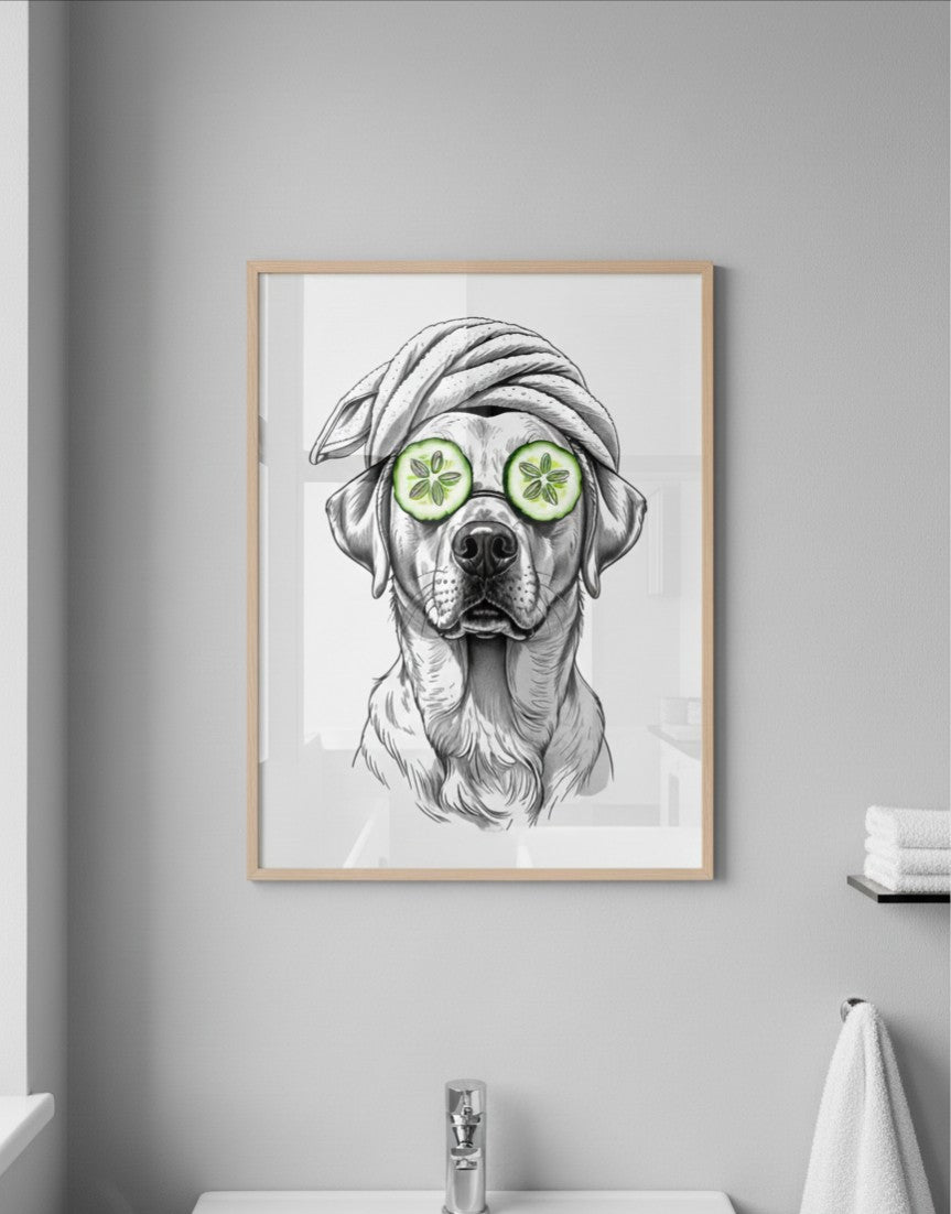 Labrador Spa Dog Bathroom Print