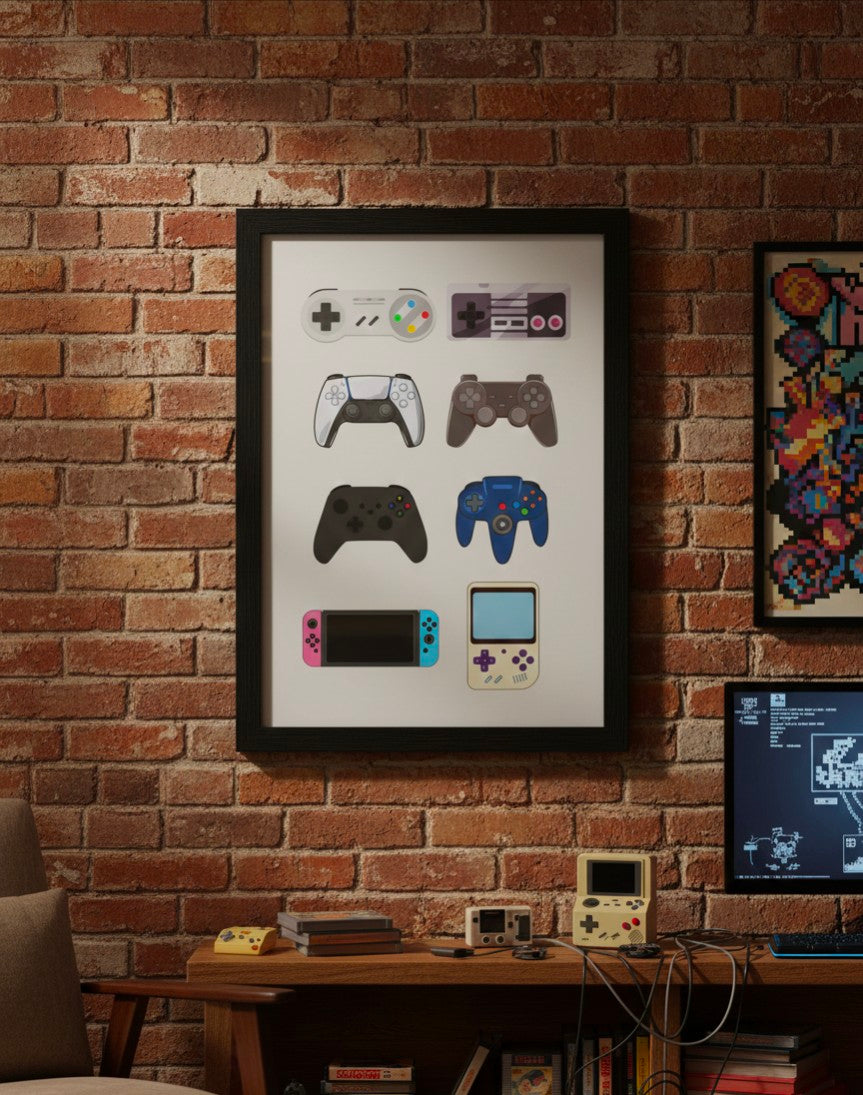 Retro Gaming Controllers Wall Art