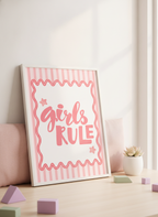 Girls Rule A4 Kids Print - Empowering Wall Art for Little Legends