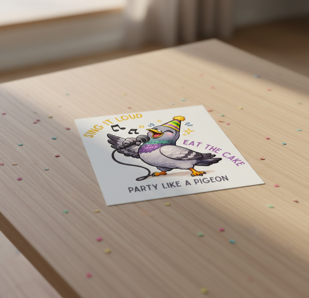 Funny Pigeon Birthday Card – Party Like a Pigeon