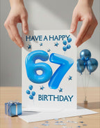 6/7 Birthday Card | Blue Balloon Numbers