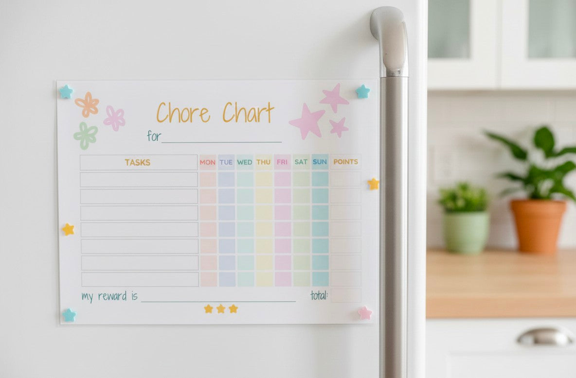 Kids Chore Chart. Laminated With Pen.