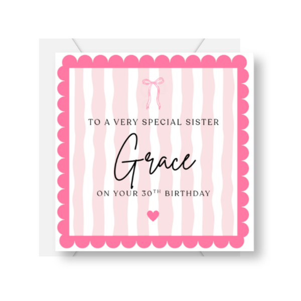 Personalised Pink Bow 30th