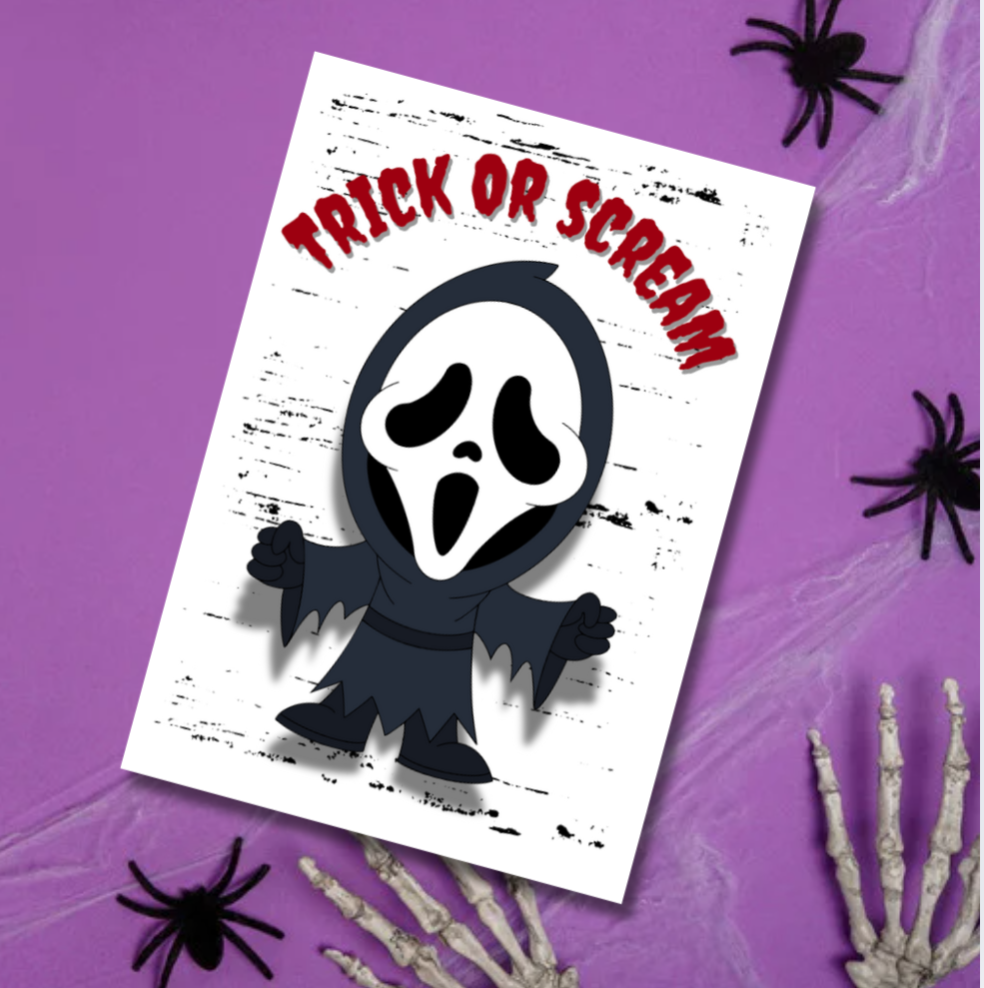 Trick or Scream Halloween Card – Funny Scary Ghostface Design