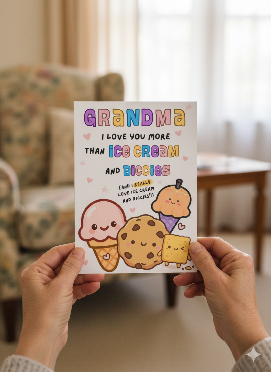 Cute Ice Cream & Biscuit Birthday Card
